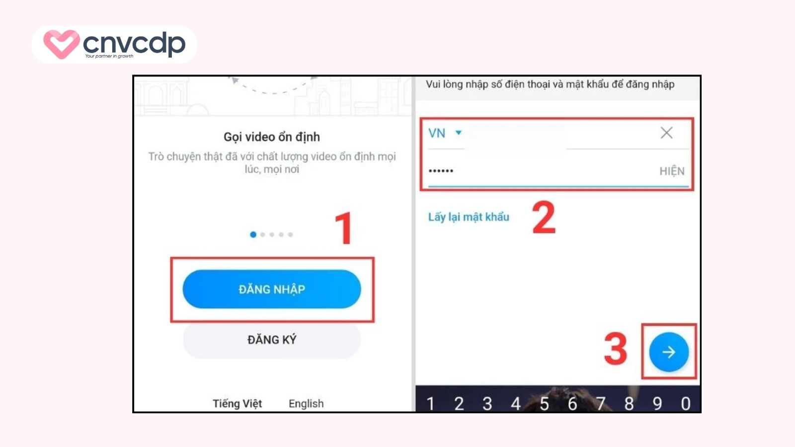 Mở Zalo và đăng nhập tài khoản trên điện thoại thứ nhất