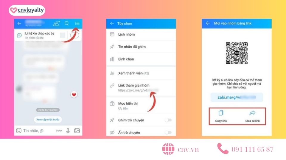 Hướng dẫn chia sẻ link Zalo nhóm chat trên điện thoại