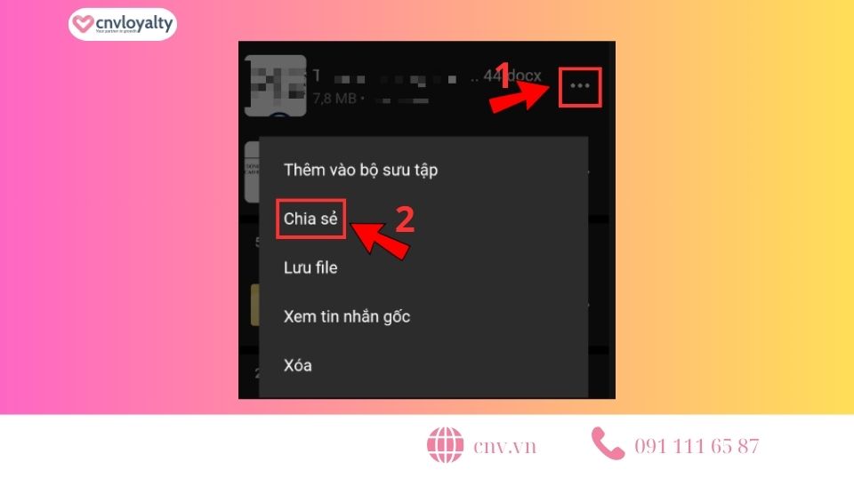 Chọn dấu 3 chấm và chia sẻ