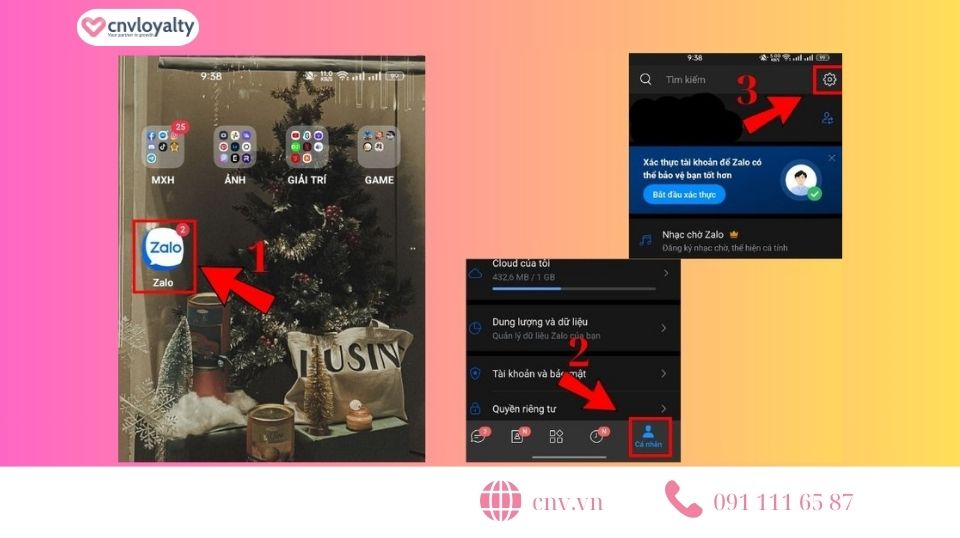 Vào Zalo chọn đến phần cá nhân và cài đặt