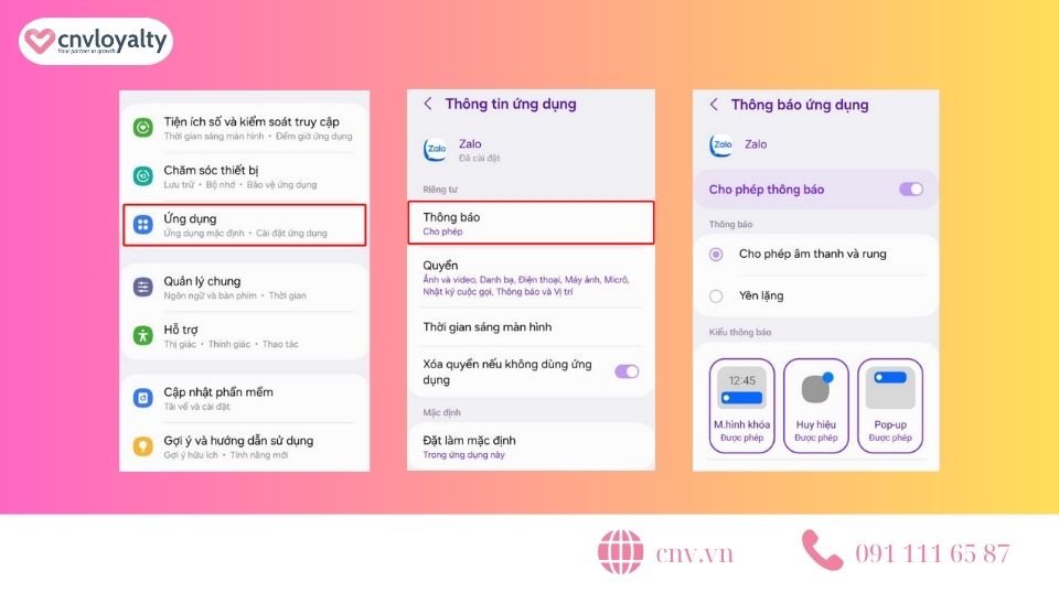 Cách bật thông báo Zalo trên điện thoại Android