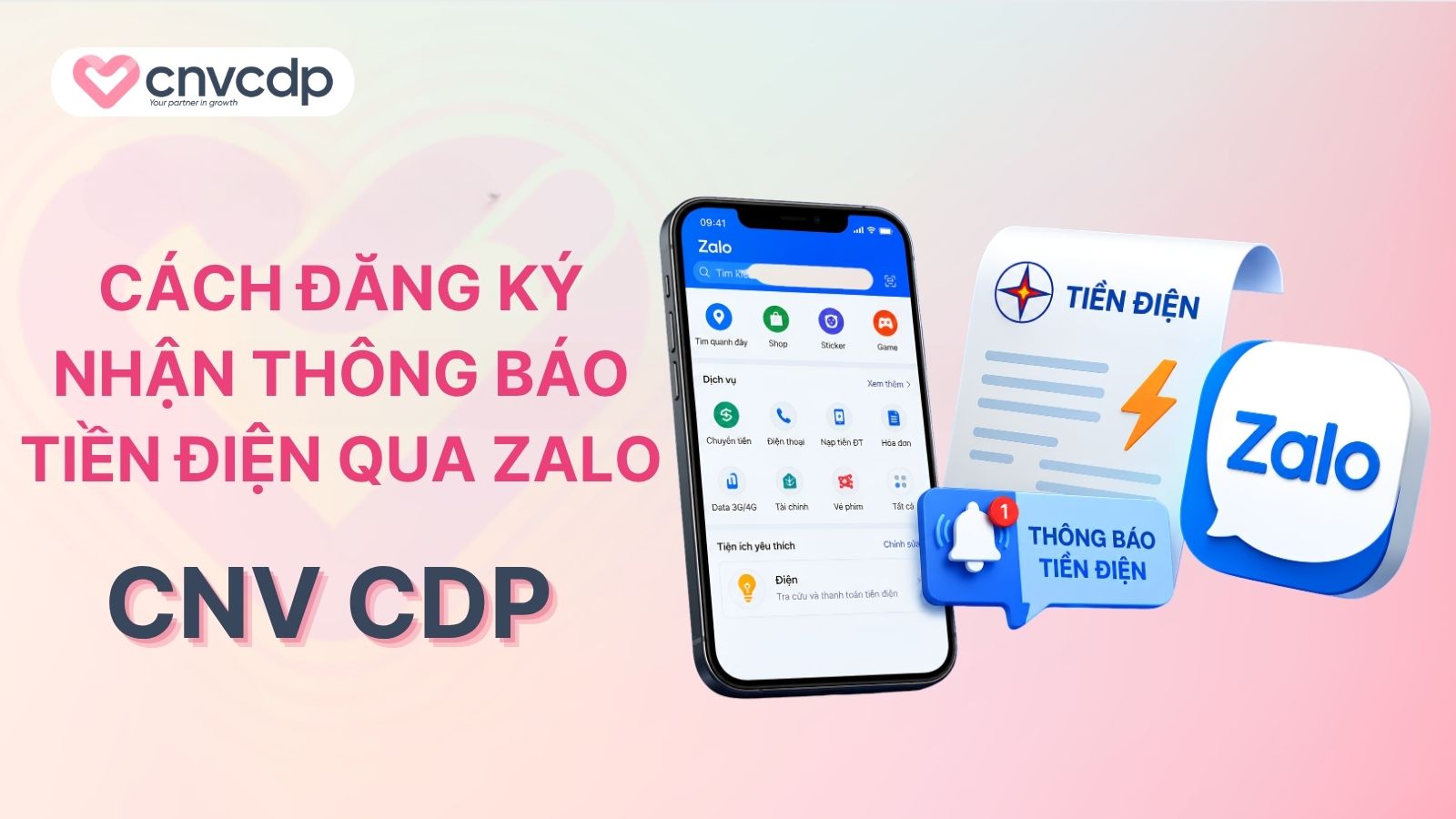 Cách đăng ký nhận thông báo tiền điện qua Zalo
