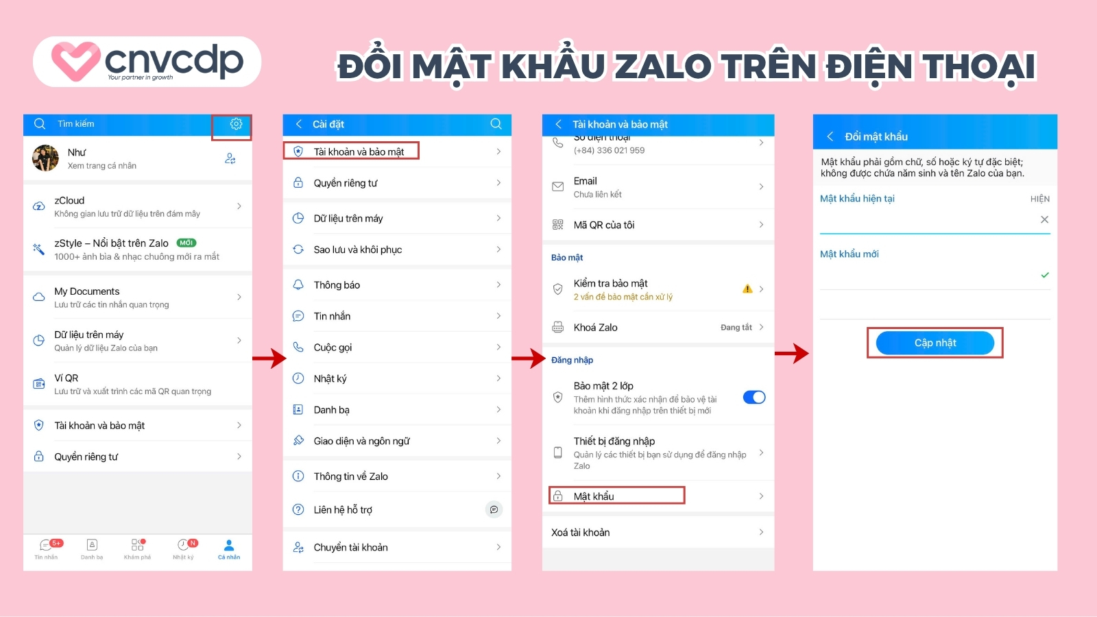 Hướng dẫn cách đổi mật khẩu Zalo trên điện thoại chi tiết