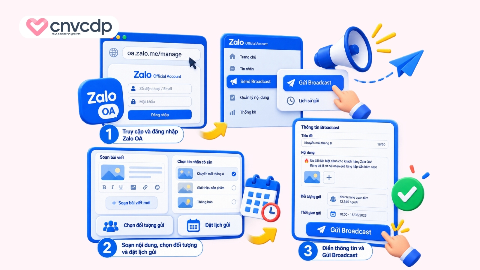 Cách gửi tin nhắn hẹn giờ trên Zalo OA