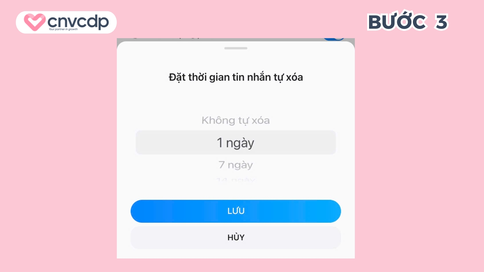 Chọn thời gian và nhấn Lưu