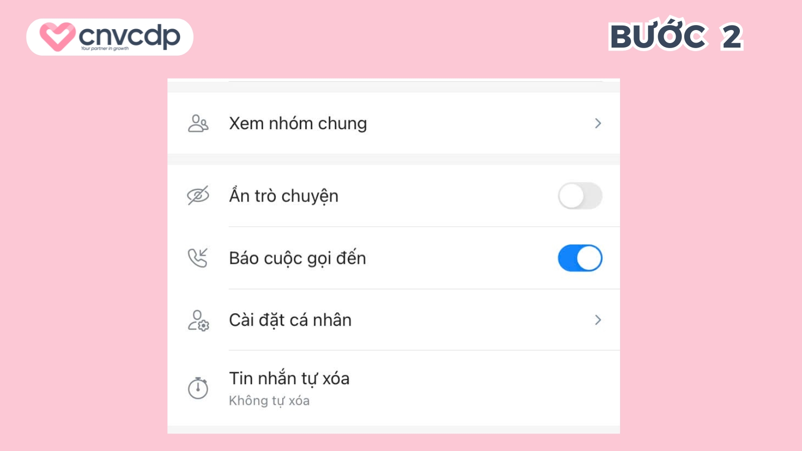 Chọn tin nhắn tự xóa