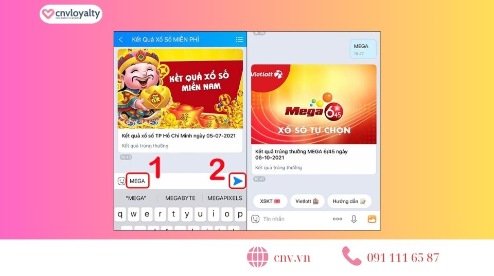 nội dung tin nhắn để xem xố số Vietlott