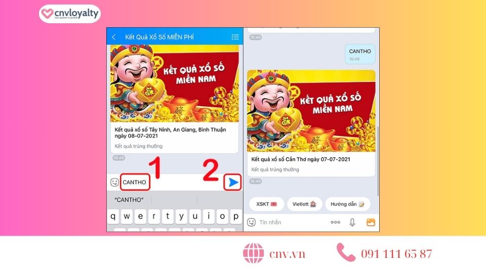 nội dung tin nhắn để xem xổ số theo tỉnh