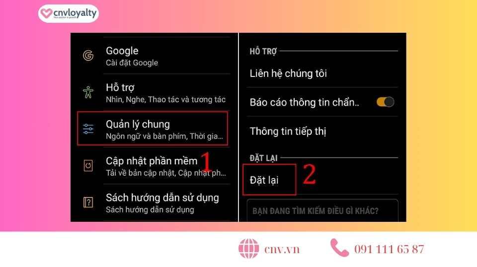 khôi phục lại cài đặt gốc