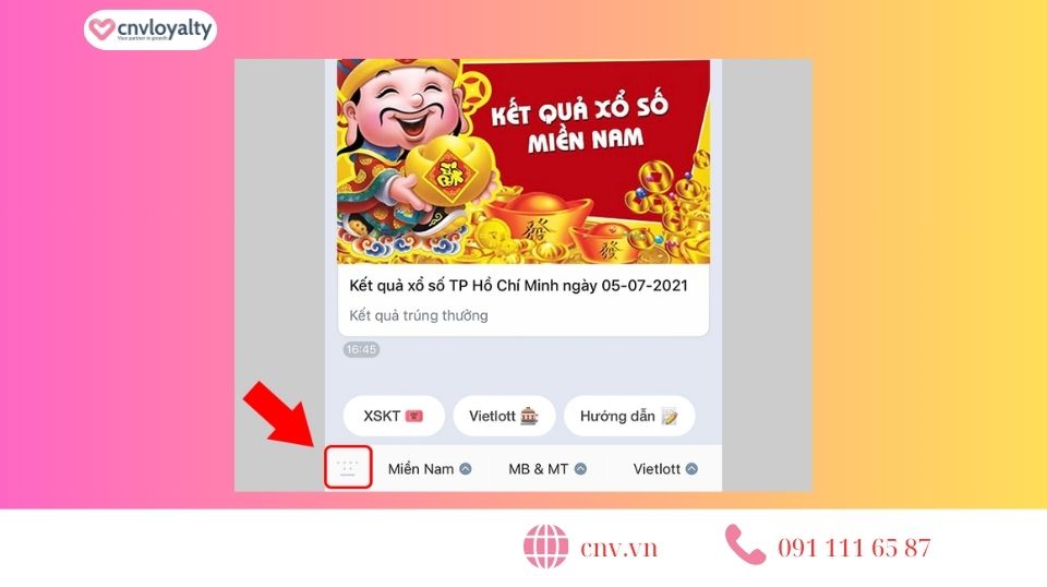 nhắn tin xem xố số trên Zalo