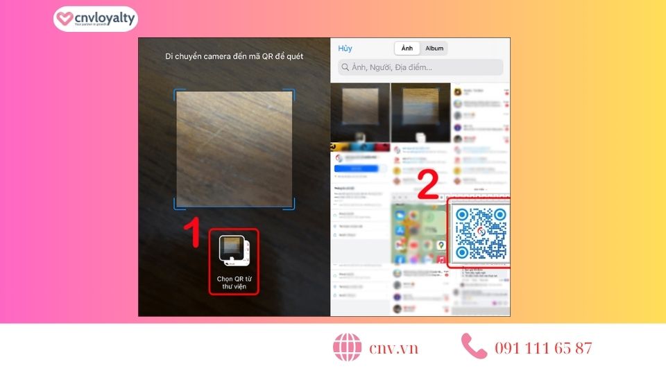 quét mã QR gián tiếp thông qua hình ảnh