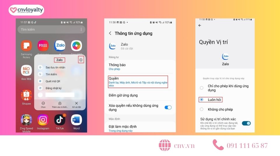 Khắc phục tìm bạn quanh đây Zalo bị lỗi trên Android