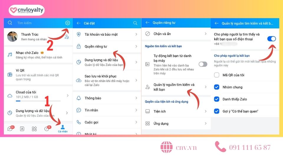 Thủ thuật Zalo ẩn số điện thoại