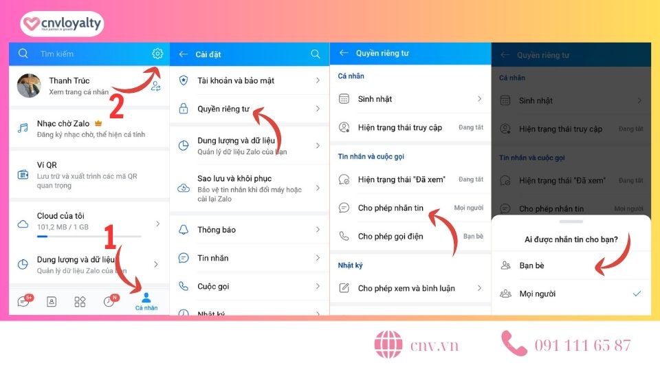 Thủ thuật với Zalo chặn người lạ
