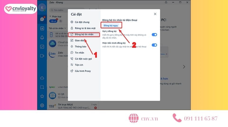 Thủ thuật dụng Zalo trên máy tính đồng bộ tin nhắn