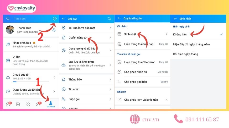 Thuật thuật Zalo tắt thông báo sinh nhật