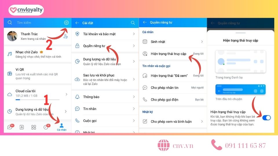 Thủ thuật hack Zalo tắt trạng thái online