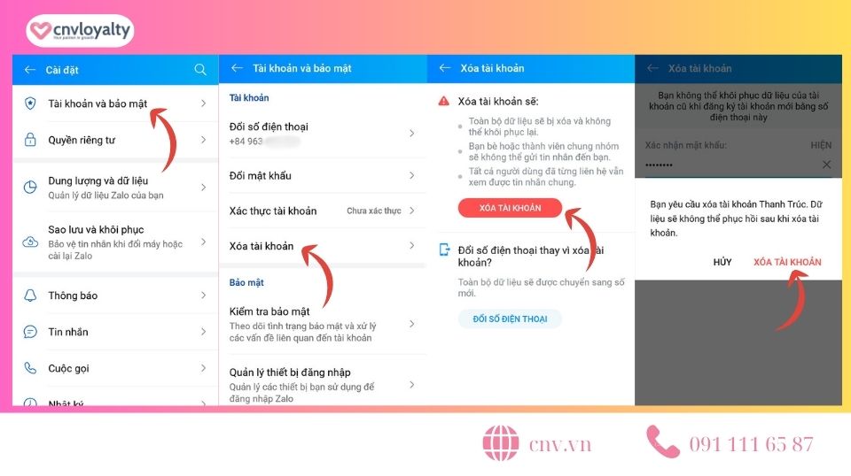Thủ thuật với Zalo xóa tài khoản tạm thời và vĩnh viễn