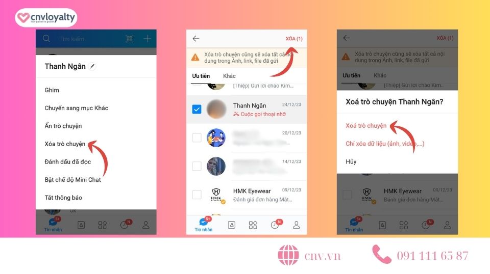 Thủ thuật trên Zalo xóa tin nhắn