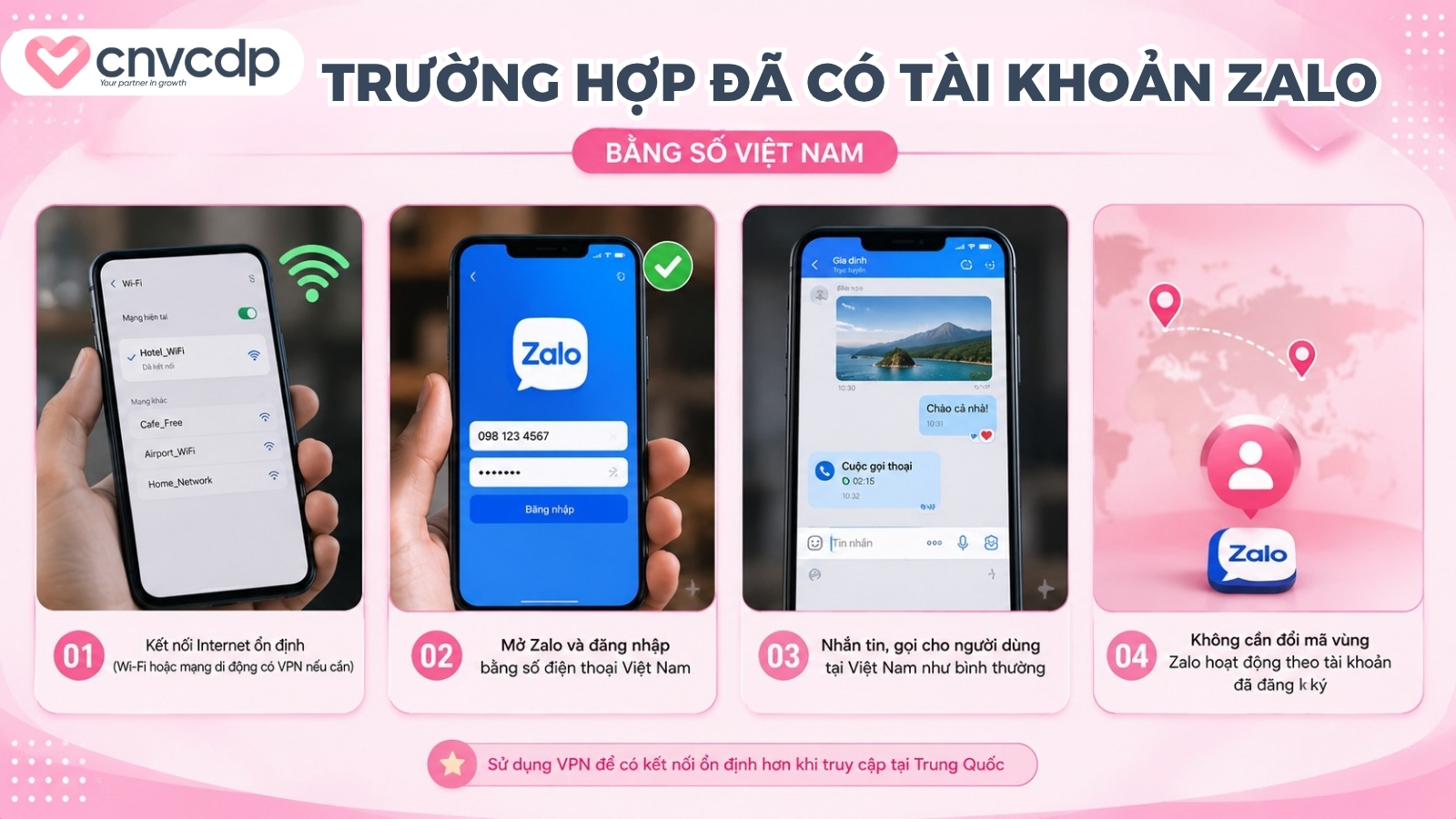 Trường hợp đã có tài khoản Zalo bằng số Việt Nam