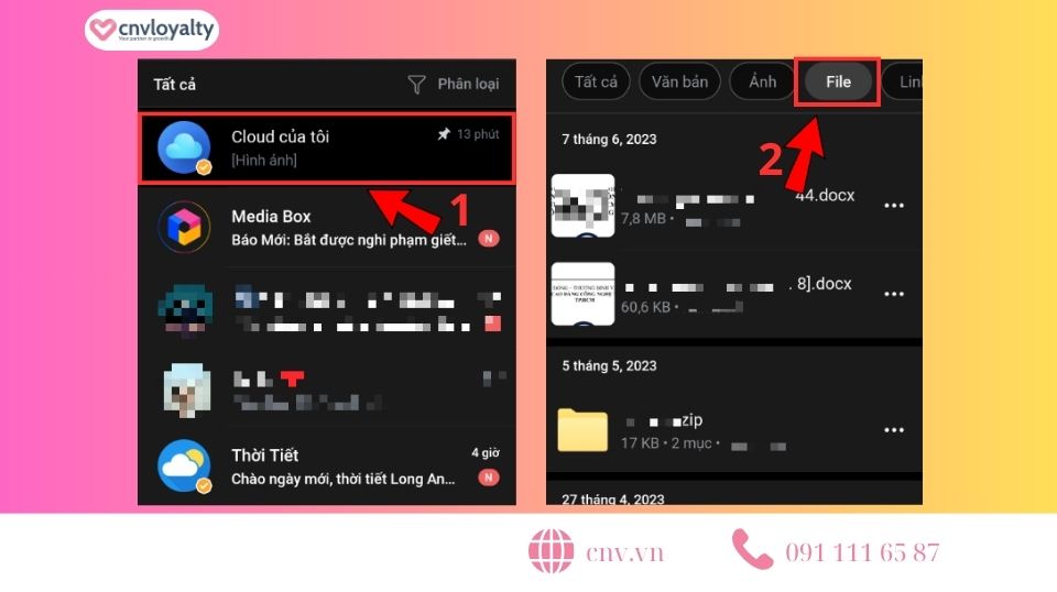 Vô cloud của tôi rồi chọn phần file