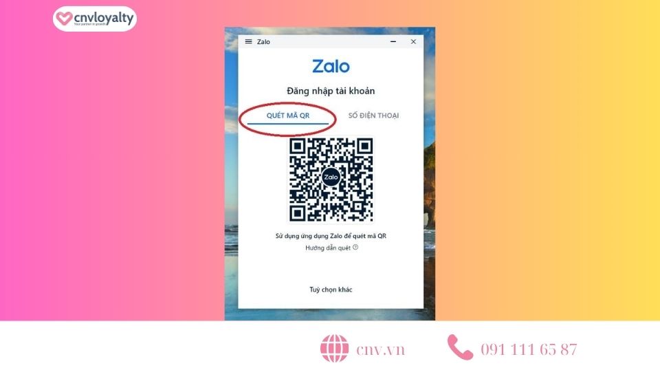 Mã QR đăng nhập trên Zalo máy tính