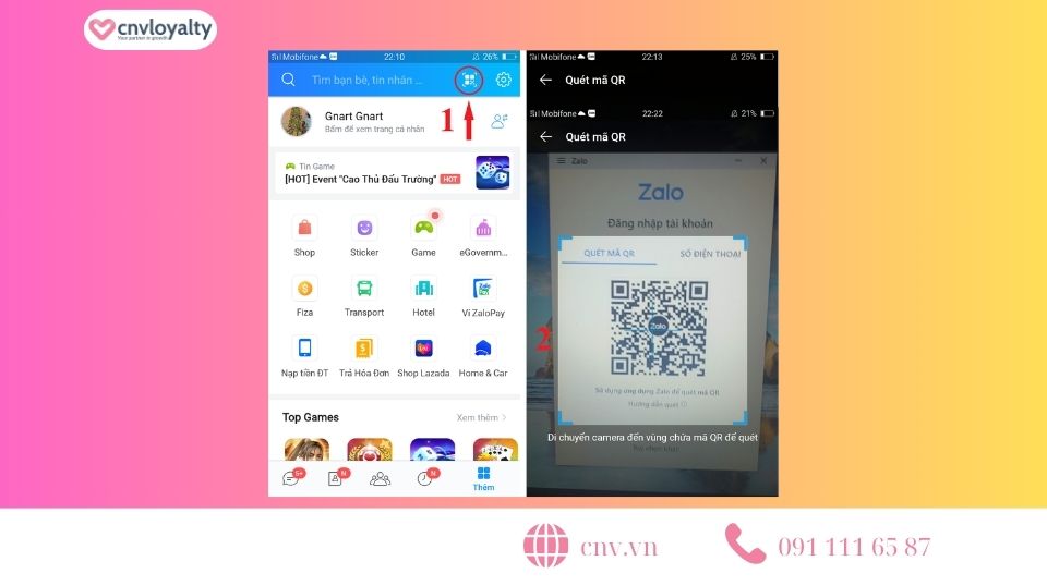 Sử dụng Zalo trên điện thoại để quét mã QR