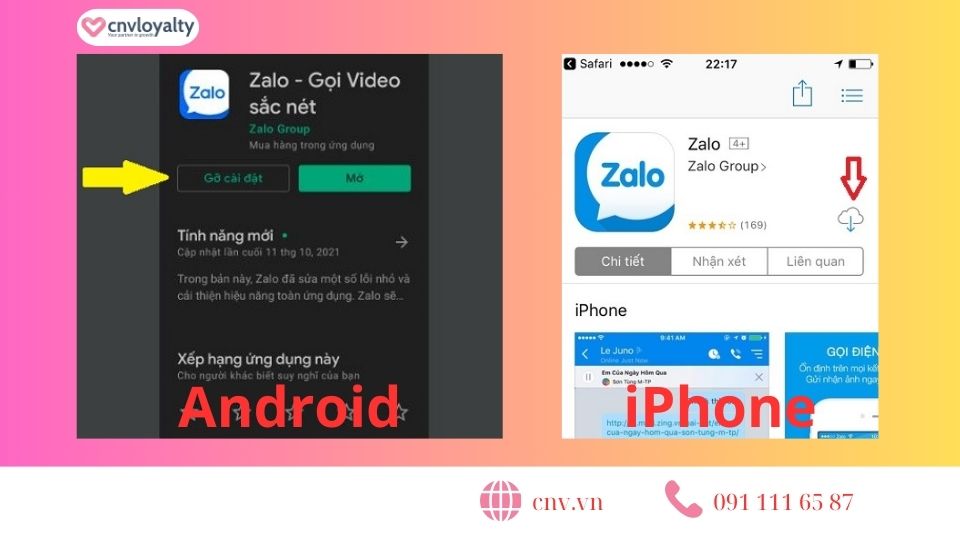 xóa và cài đặt lại ứng dụng Zalo