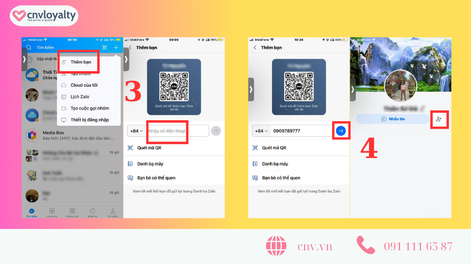Kết bạn Zalo qua điện thoại