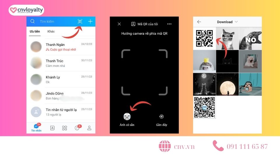 Quét mã QR Zalo bằng ảnh từ thư viện