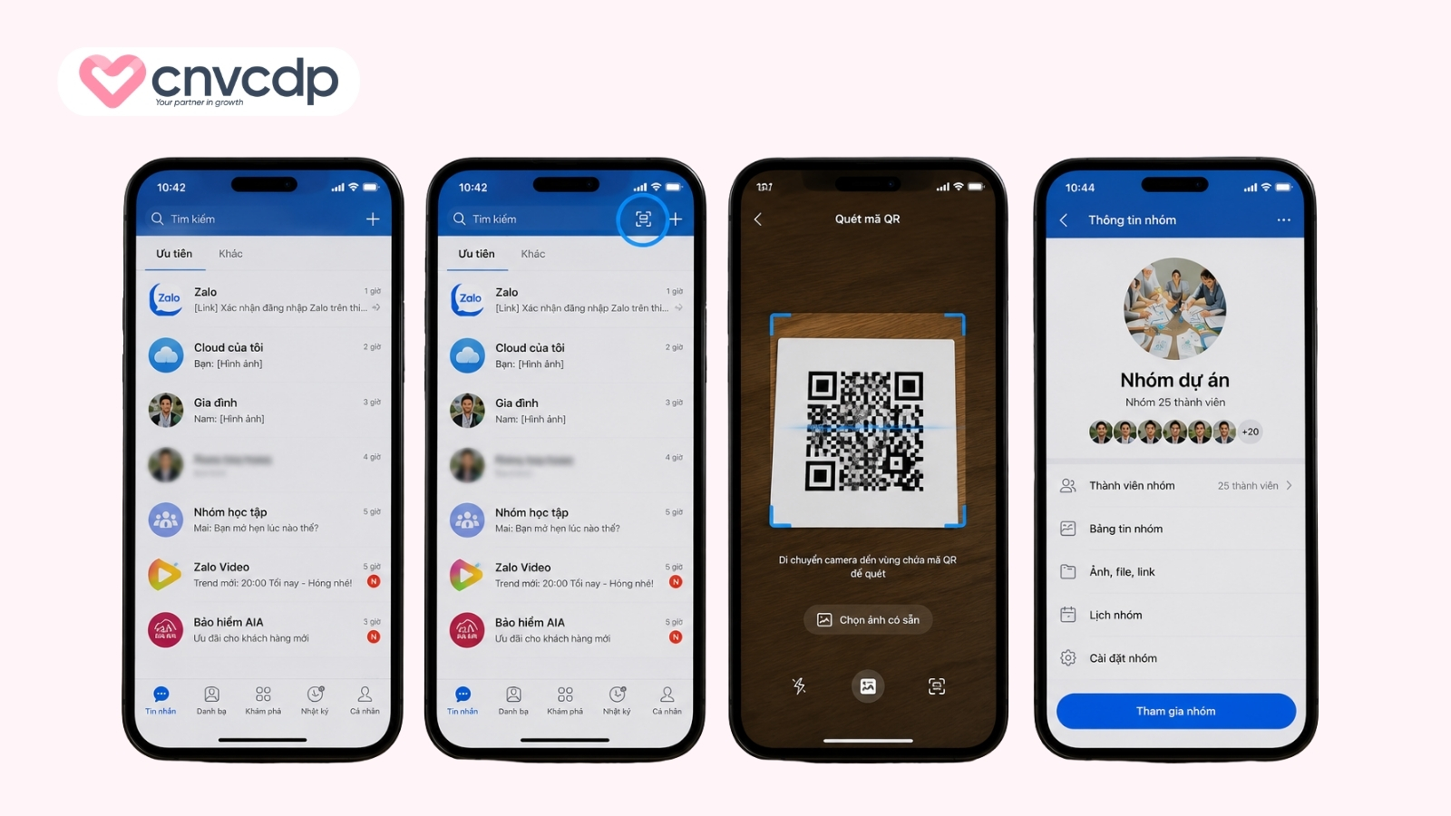 Tham gia nhóm kín bằng mã QR