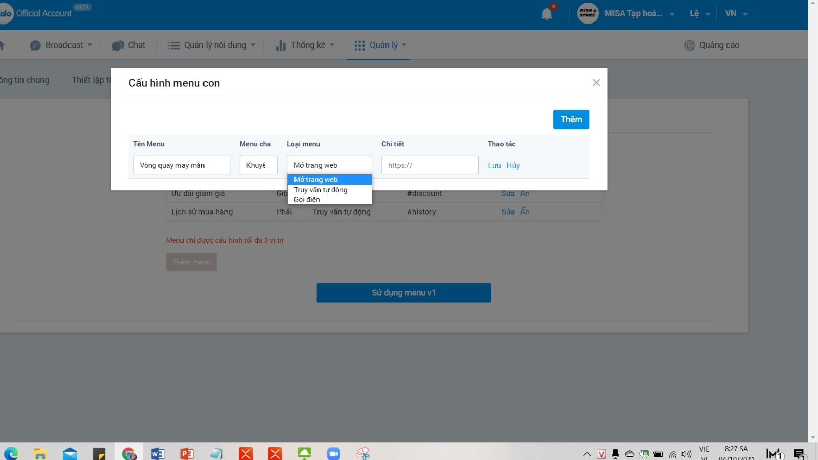 Hướng dẫn thiết lập menu Zalo OA cụ thể chi tiết 8 tương tác tự động giữa OA và khách hàng