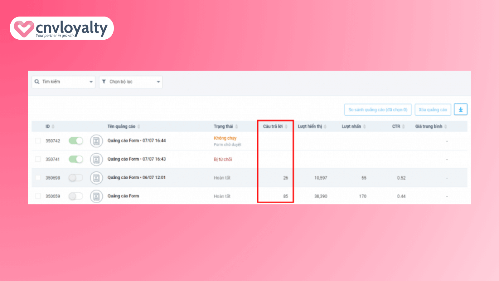 Cách chạy Zalo Form hiệu quả là cách quảng lý chiến dịch