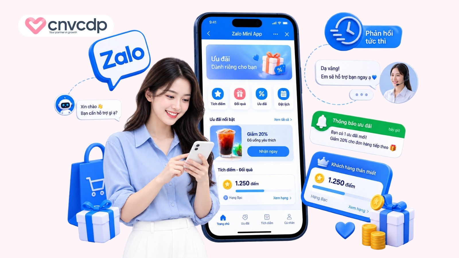 Chăm sóc khách hàng qua Zalo OA mới nhất hiện nay 7 Chăm sóc khách hàng qua Zalo Mini App