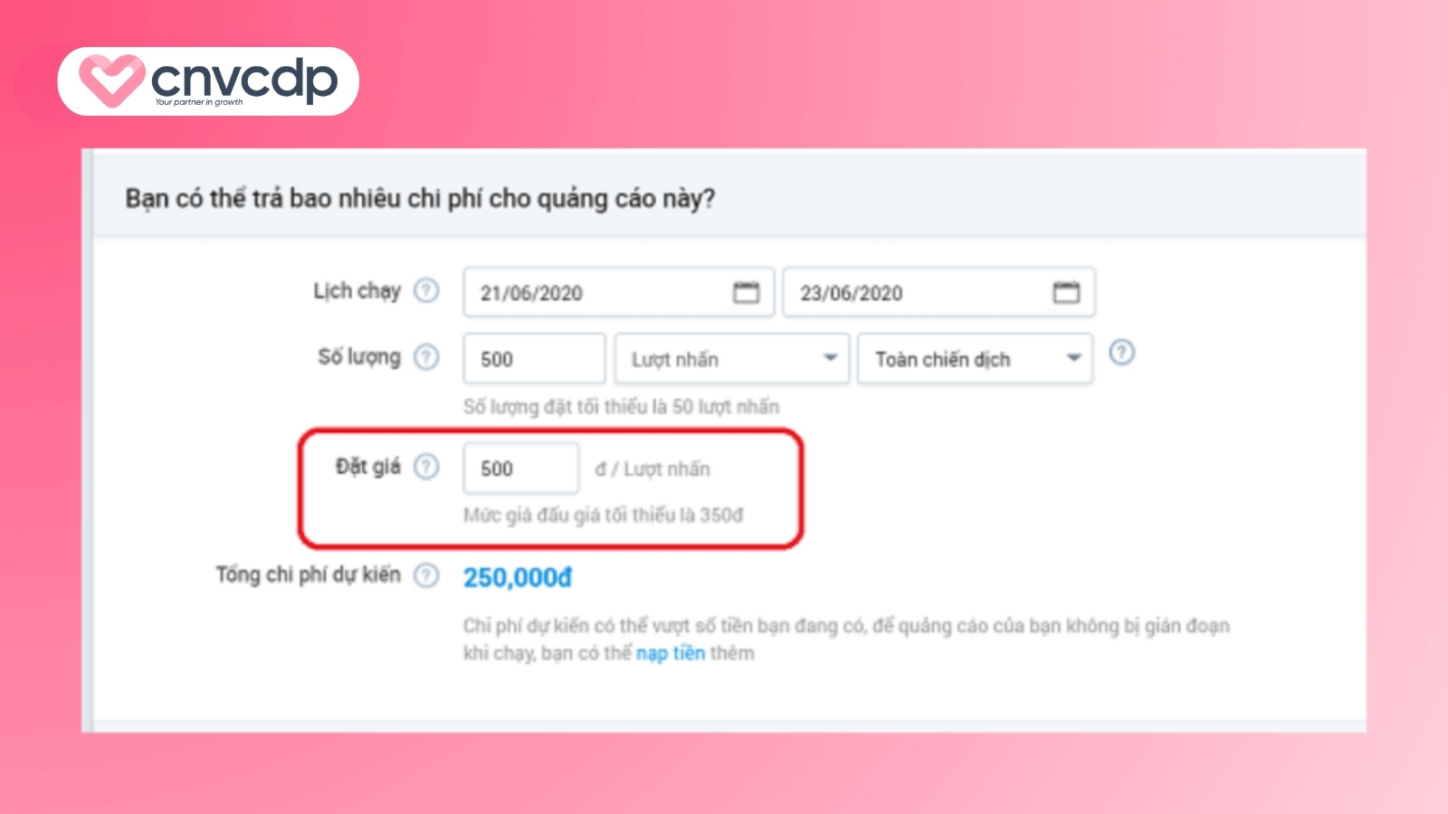 Zalo Ads là gì? Cách chạy Ads Zalo hiệu quả mới nhất 2025 13 Thiết lập số lượt nhấp và giá thầu