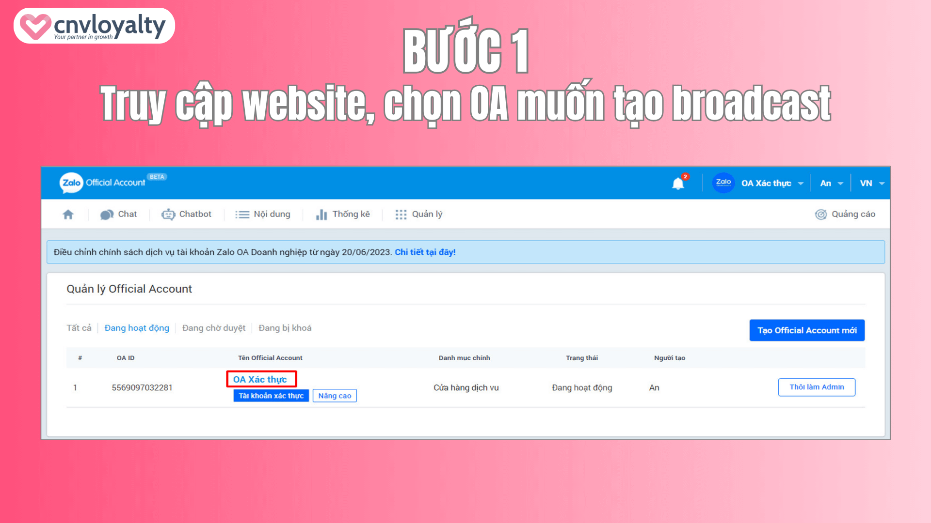 Broadcast Zalo là gì? Bật mí 4 bước tạo Broadcast Zalo 11 Bước 1 tạo broadcast zalo