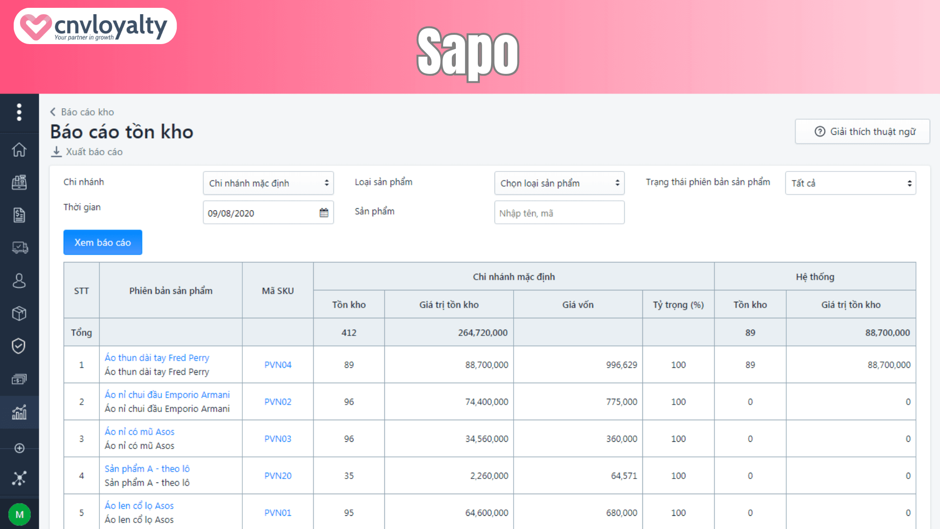 TOP 3+ phần mềm quản lý kho MIỄN PHÍ phổ biến nhất hiện nay 8 Sapo - phần mềm quản lý kho