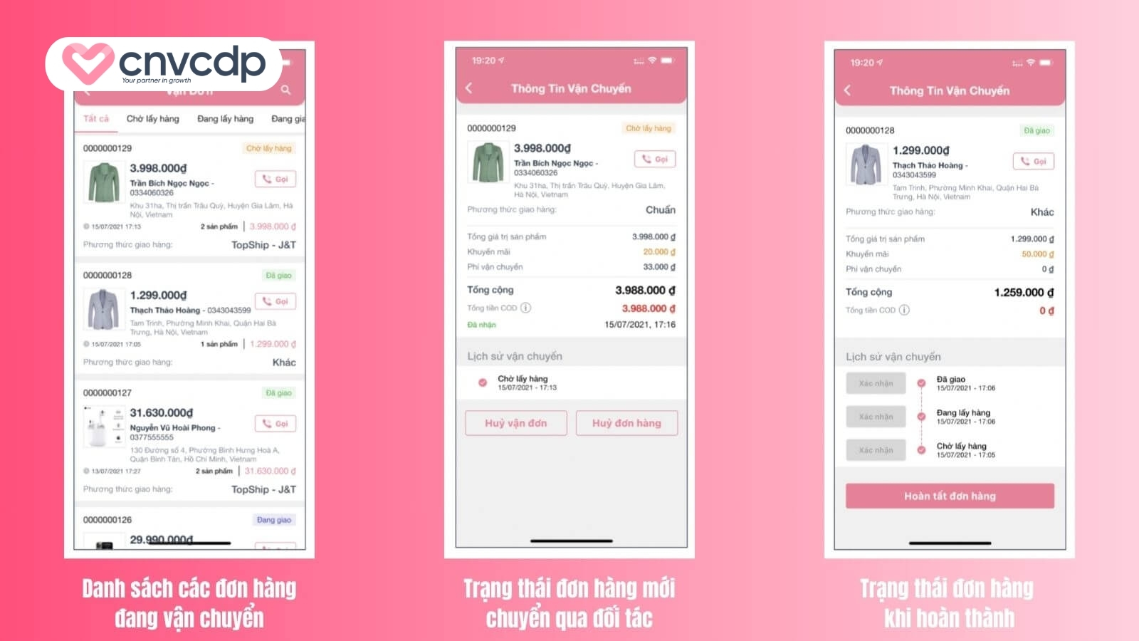 Đơn hàng do đối tác vận chuyển thực hiện