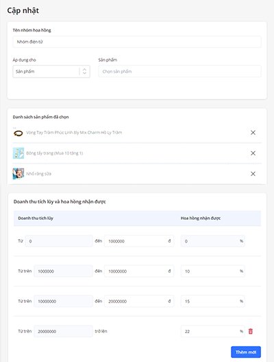 thiet lap nhom hoa hong