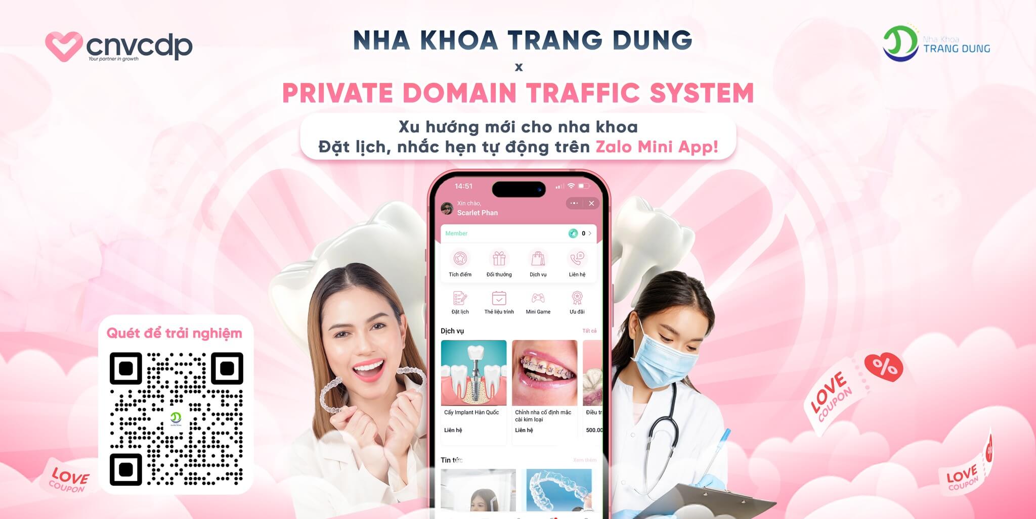 Nha Khoa Trang Dung Ứng Dụng Chiến Dịch Private Domain Traffic System - Đặt Lịch & Nhắc Hẹn Tự Động Trên Zalo Mini App 3 Mini App Nha khoa Trang Dung x PRIVATE DOMAIN TRAFFIC SYSTEM_