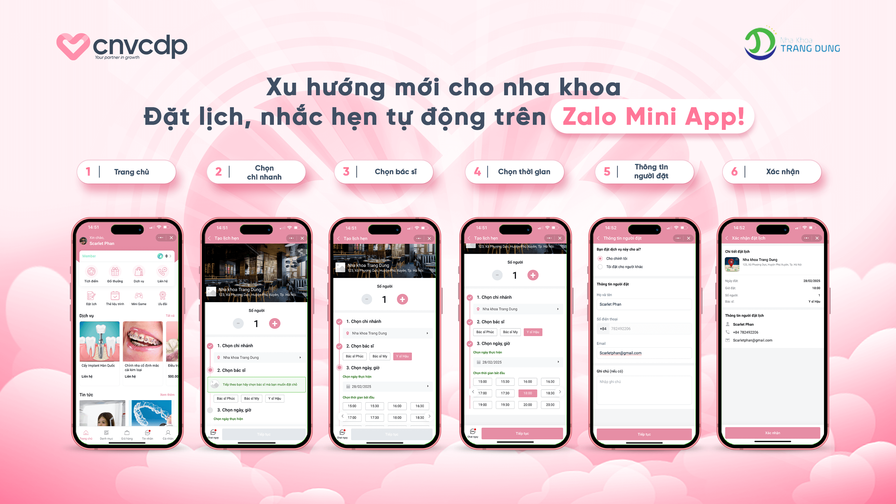 Nha Khoa Trang Dung Ứng Dụng Chiến Dịch Private Domain Traffic System - Đặt Lịch & Nhắc Hẹn Tự Động Trên Zalo Mini App 2 Mini App Nha khoa Trang Dung x PRIVATE DOMAIN TRAFFIC SYSTEM
