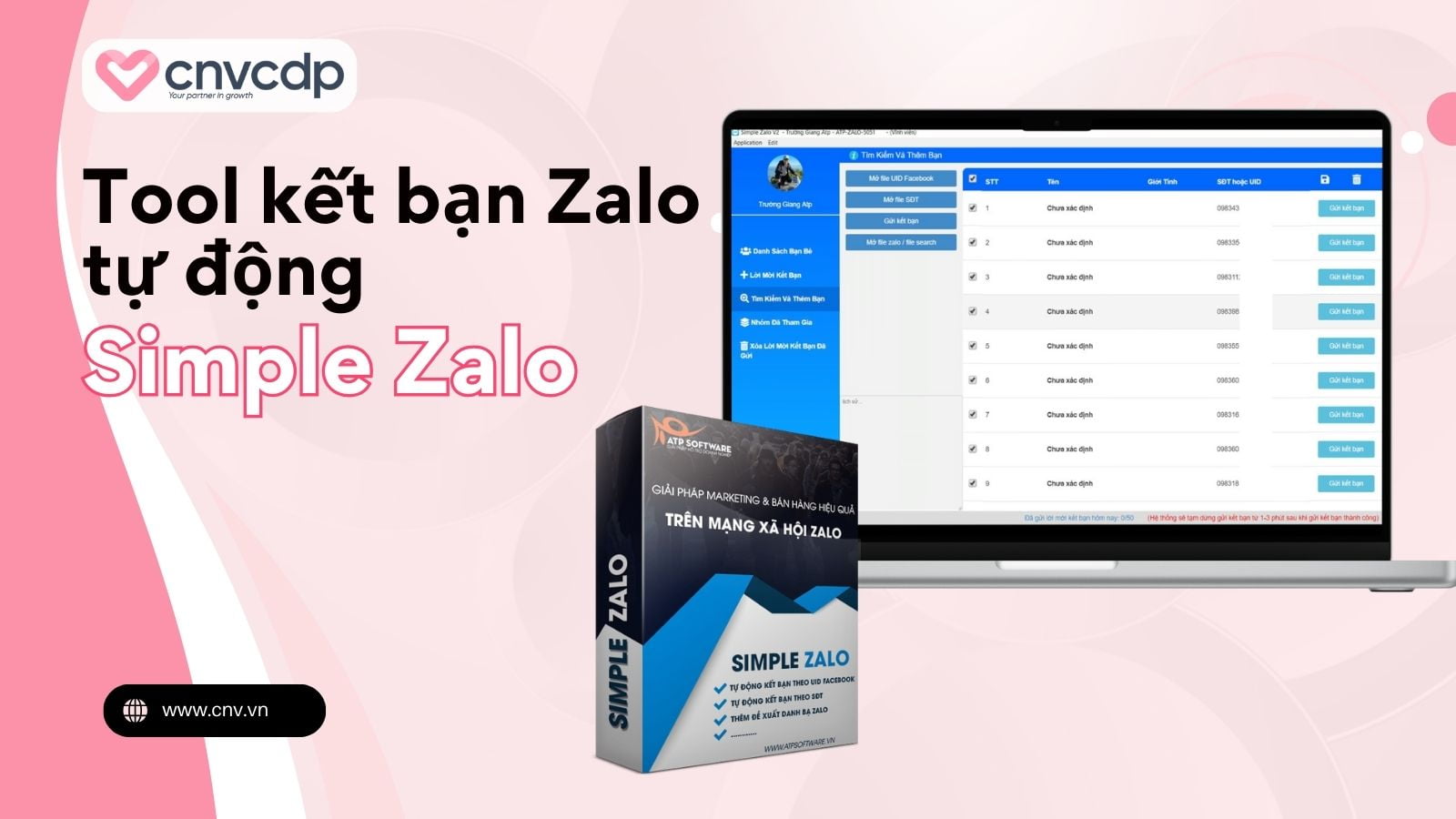 Top 5 phần mềm kết bạn Zalo hàng loạt, giúp tiếp cận hàng triệu khách hàng 6 Tool ket ban Zalo tu dong Simple Zalo