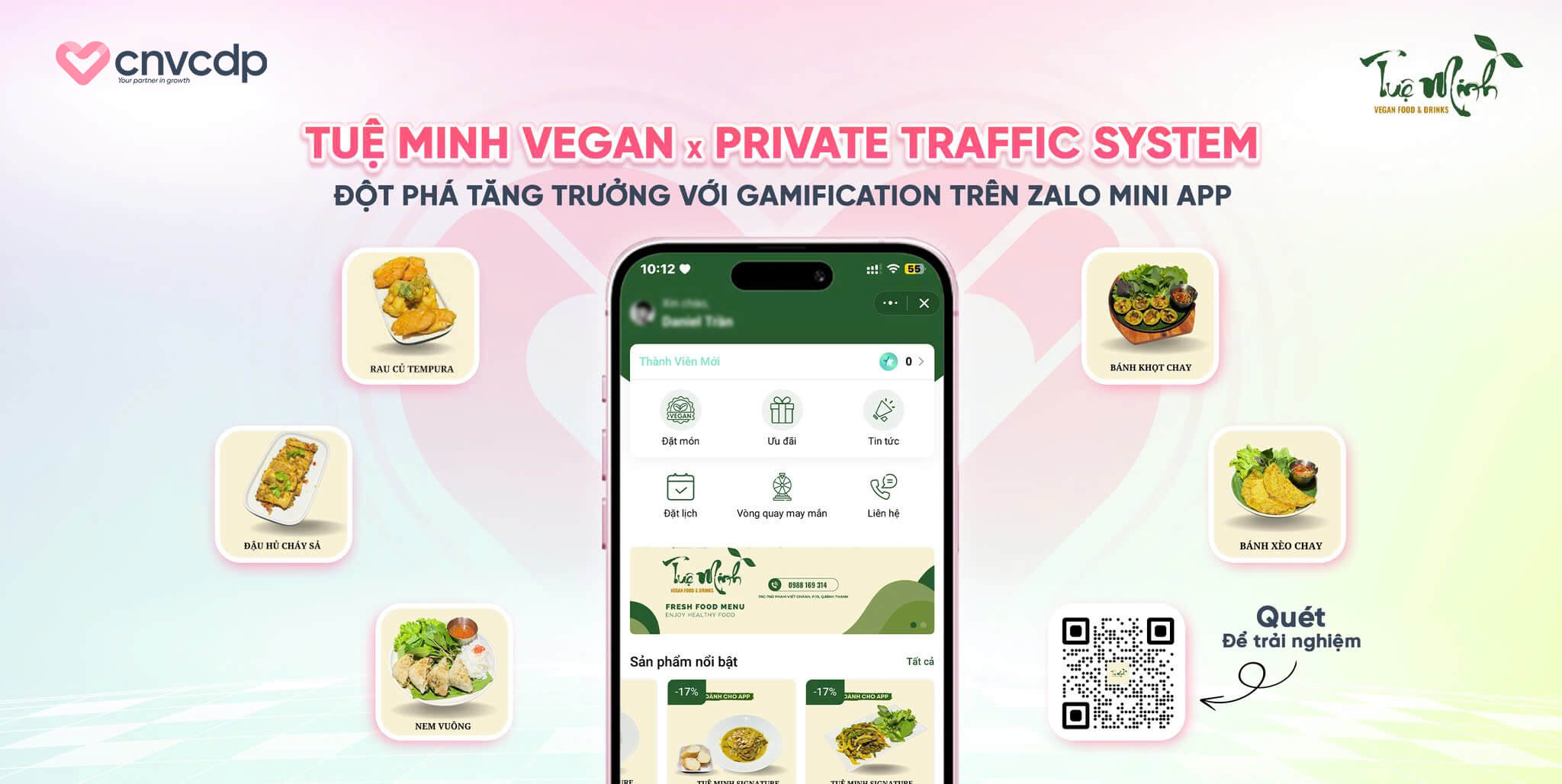 Tuệ Minh Vegan Đột Phá Doanh Thu Với Private Domain Traffic System & Gamification Trên Zalo Mini App 3 Mini App Tuệ Minh Vegan x Private Domain Traffic System