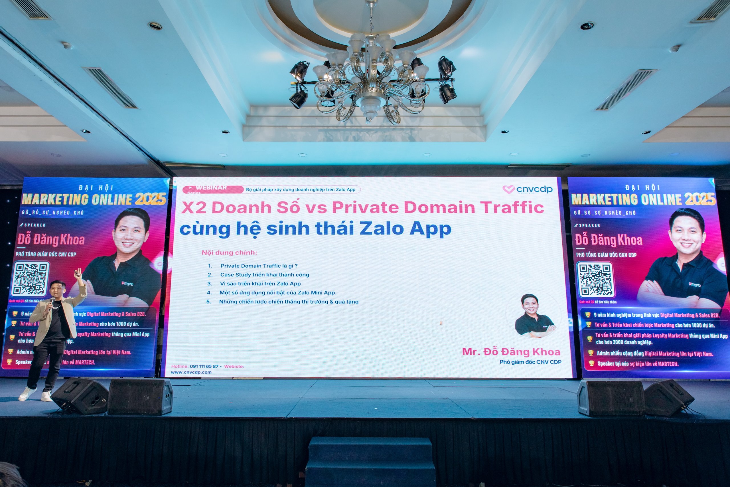 ĐẠI HỘI MARKETING ONLINE 2025 - GỠ BỎ SỰ NGHÈO KHÓ: CNV CDP Đồng Hành Kiến Tạo Chiến Lược Marketing Bền Vững 2 Mr Đỗ Đăng Khoa chia sẻ về Private Domain Traffic ứng dụng Zalo Mini App tại Đại hội Marketing Online 2025