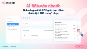 Báo cáo nhanh ZNS trên Zalo OA, tính năng mới từ CNV CDP