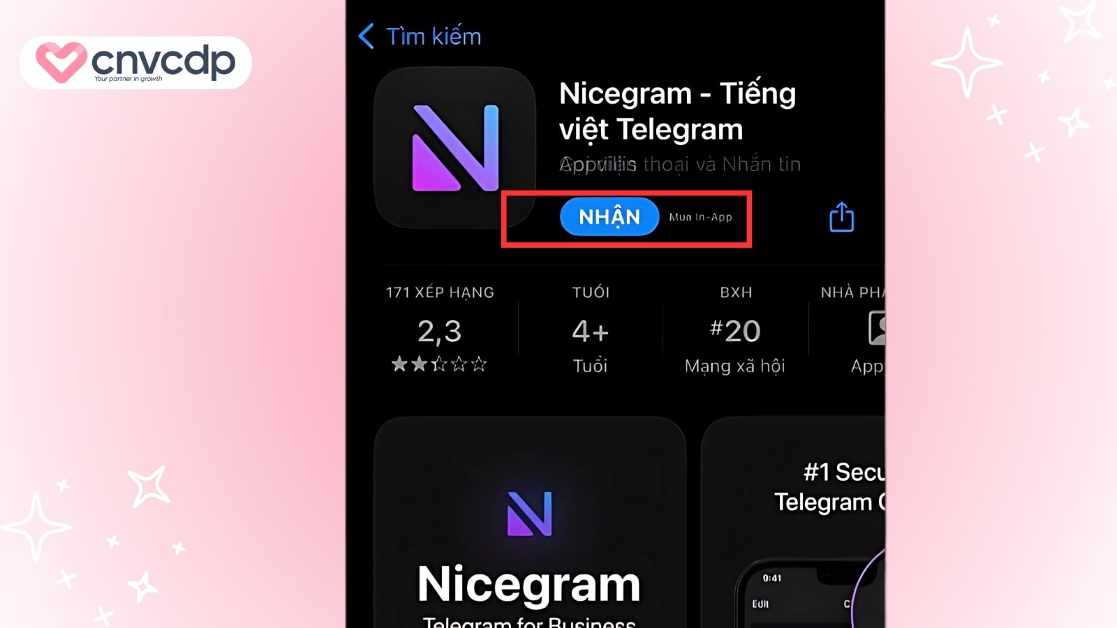 Nicegram là gì? Tính năng nổi bật, cách tải ứng dụng an toàn MIỄN PHÍ 8 cach tai va dang ky Nicegram don gian buoc 1