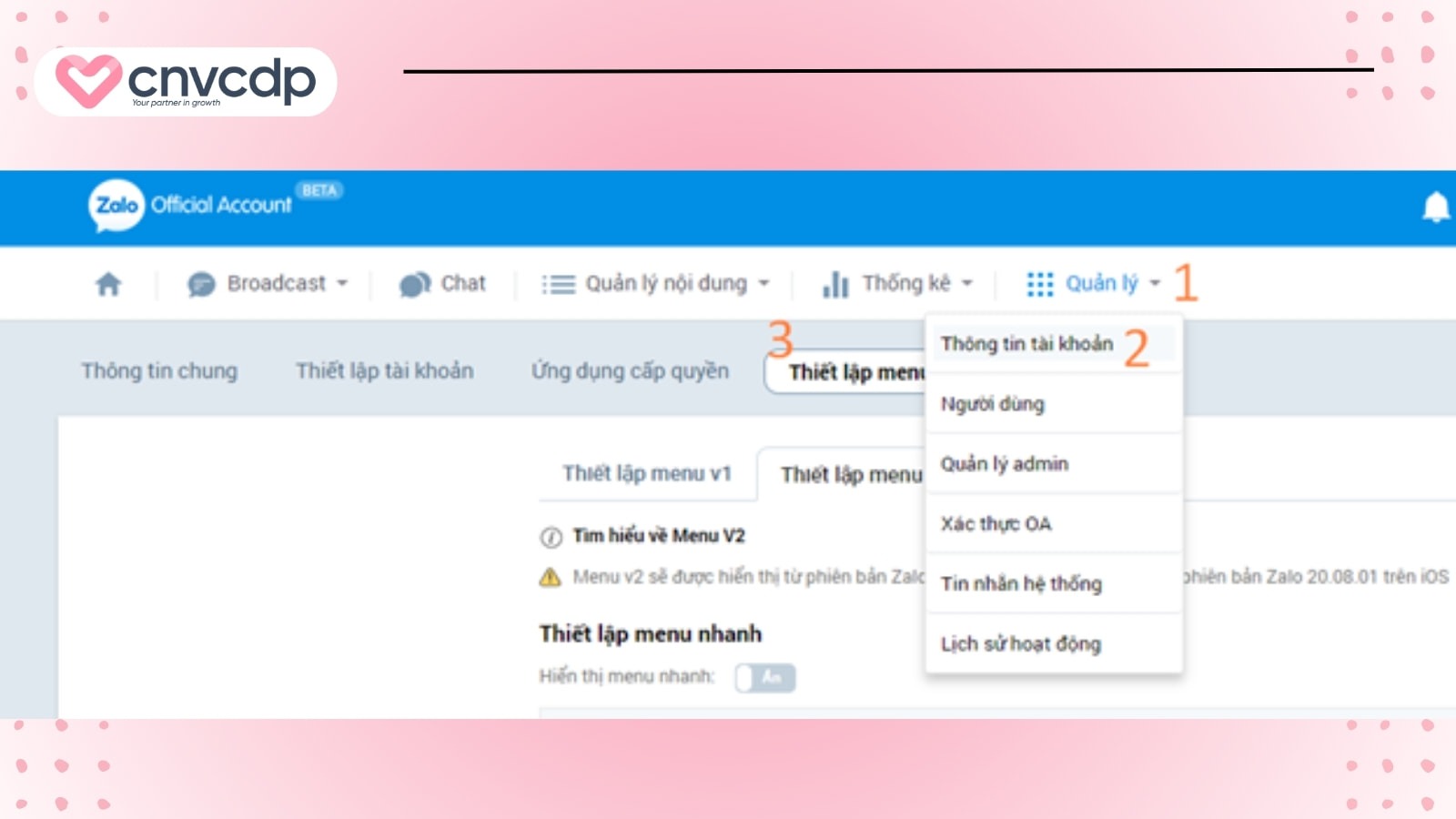 Hướng dẫn thiết lập đăng ký thành viên trên Zalo OA đơn giản 4 huong dan dang ky thanh vien tren Zalo OA