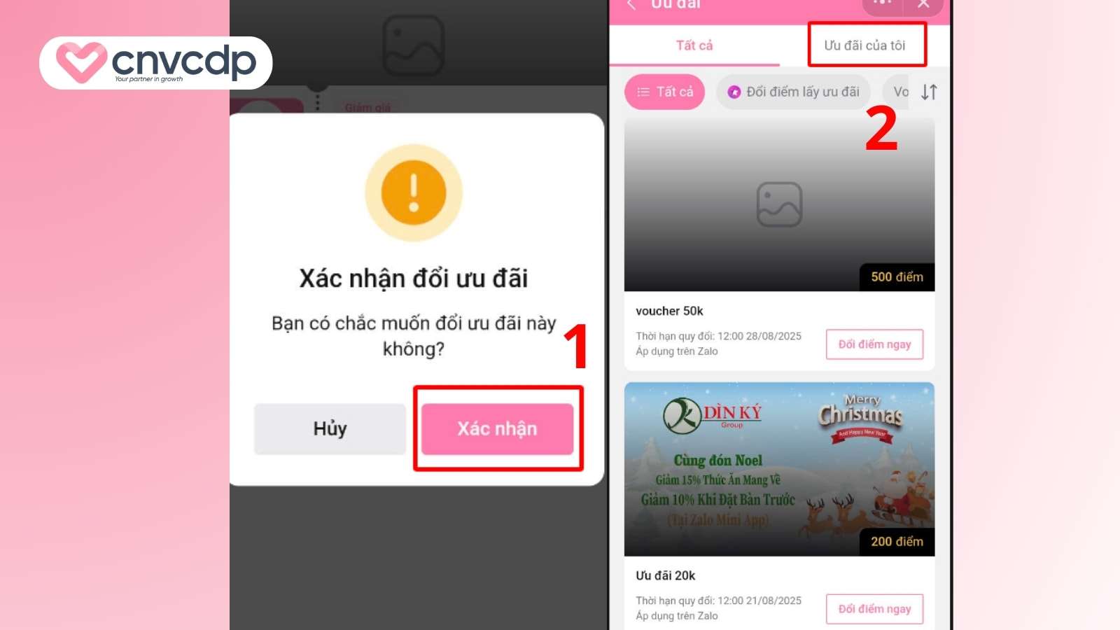 Đổi điểm nhận voucher trên Zalo Mini App giữ chân khách hàng hiệu quả 18 Xac nhan xem uu dai