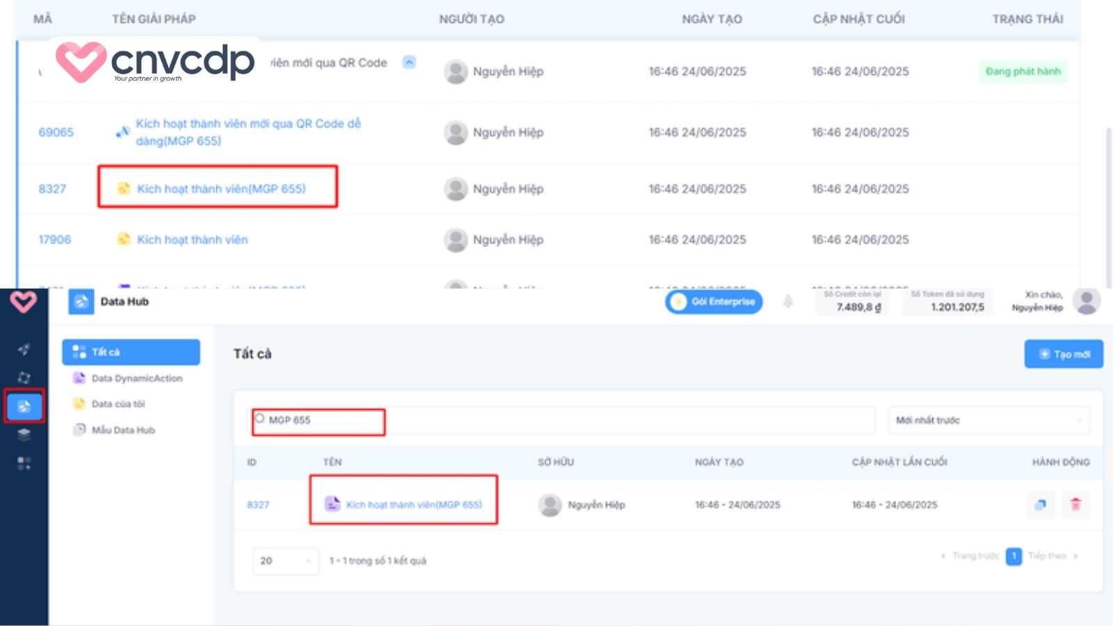 Giải pháp kích hoạt thành viên mới qua QR Code NHANH CHÓNG từ CNV CDP 18 Xem data hub