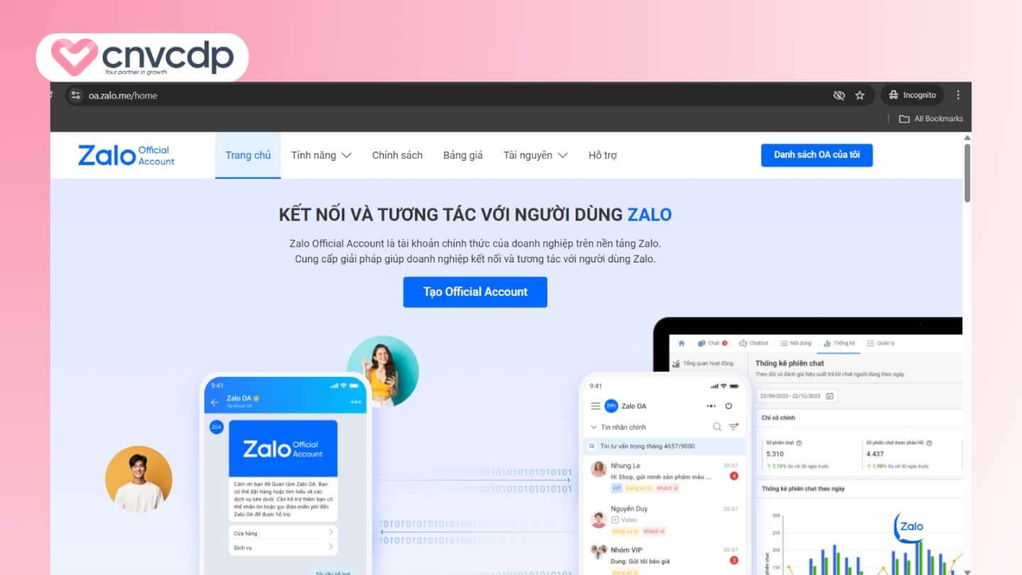 Cách đăng nhập Zalo OA trên máy tính, điện thoại ĐƠN GIẢN 3 Dang nhap tren Zalo OA tren may tinh buoc 1